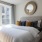 bedroom with large window and bed